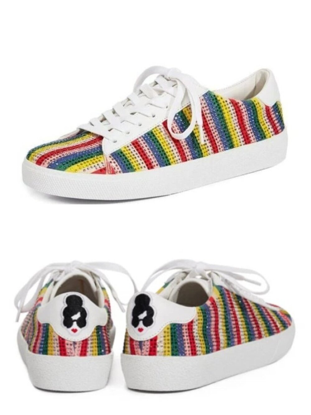 Alice + Olivia Cassidy Rainbow Stripe Sneaker Sequin Size 8